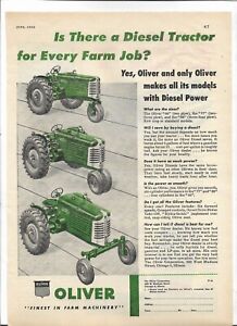 Oliver Farm Tractor 66 77 88 1952 Farm Journal ad Finest in Farm Machinery