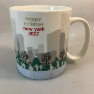 Taza de café Starbucks Happy Holidays Nueva York 2007 taza de Navidad 18 oz patinaje sobre hielo - Imagen 1 de 6