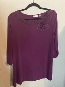 Susan Graver Women's Blouse, Purple, L - Picture 1 of 2