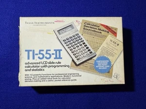 TI-55-II Advanced LCD Slide Rule Calculator in Box w Manual & Case Untested - Picture 1 of 11