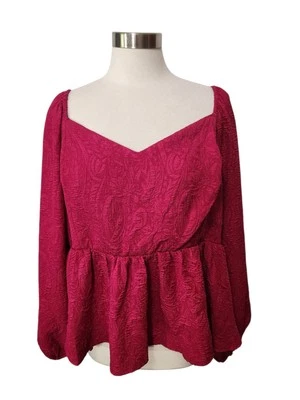 Top corto Ava Viv para mujer 3X Babydoll rosa fuscia cintura ceñida pulóver corbata trasera  Foto 1 de 4