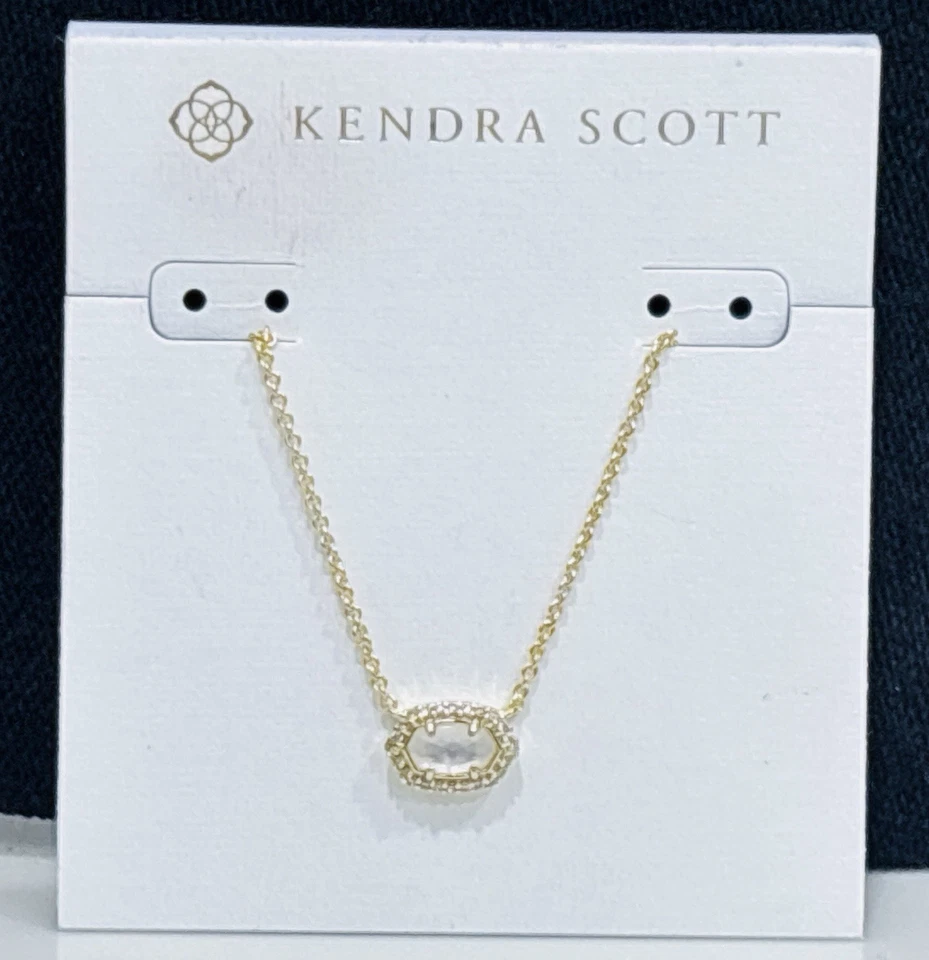 Collar Kendra Scott Chelsea Madreperla Circonita cúbica Colgante Tono Dorado NUEVO Foto 1 de 4