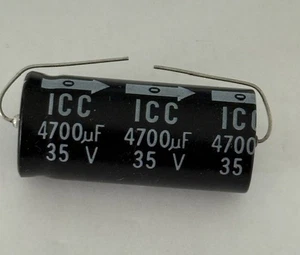 4700uF 35V  4700MFD Axial Capacitor  ICC 22x50mm - Lot of  5 - Picture 1 of 1