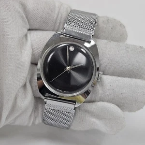 Vintage Trice Men's Sunburst Wrist Watch Swiss Mechanical Wind Up Silver Tone - Picture 1 of 11