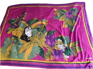 Bufanda Floral Tucán Franco Laurent Hecha en Italia 60 X 43 - Imagen 1 de 6
