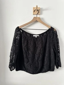 Cupcakes and Cashmere Women’s Cropped Lace Blouson Top Black Small - Picture 1 of 6