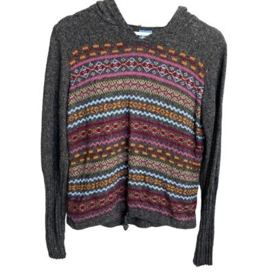 By Next Era Wool Blend Hoodie Sweater Multi Colored Striped Pattern Academia-  M - Image 1 of 4