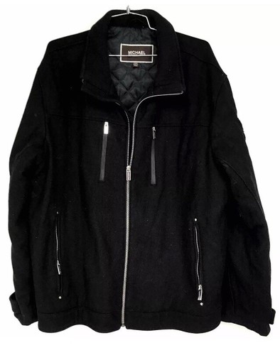 Autentico cappotto uomo Michael Kors nero misto lana poliestere taglia L