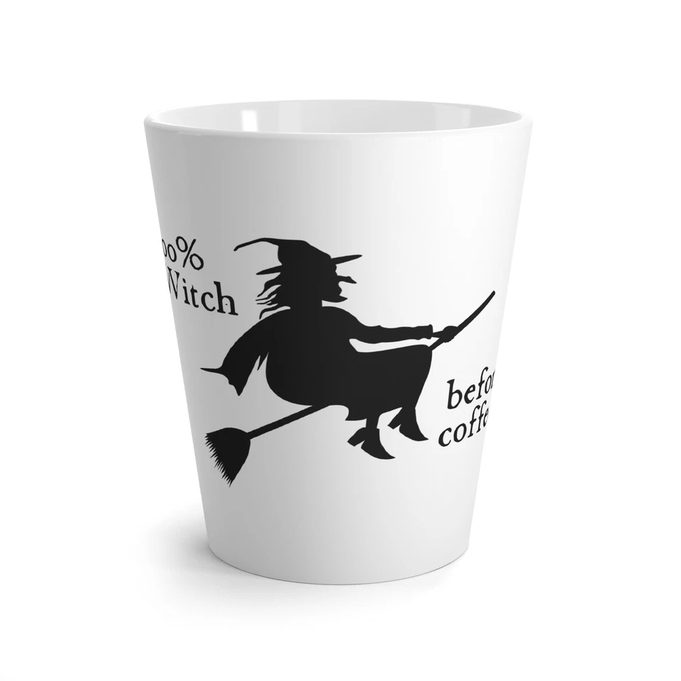 Taza 100 % Witch Before Coffee Latte Lover otoño Halloween blanca 12 oz Foto 1 de 1