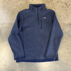 Youth Kids Patagonia Navy Blue Knit Full Zip Sweater Size XL 14 Zip Pockets - Picture 1 of 5