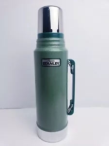 Aladdin Stanley Thermos Green Silver w/ Cup Vacuum Sealed Bottle Home Decor - Picture 1 of 12