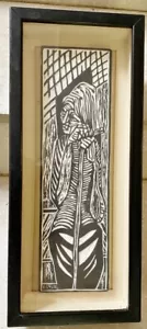 JACK EISNER ''GRANDMA'', SIGNED CARVED ETCHED PLASTER RELIEF, SHADOW BOX - Picture 1 of 2