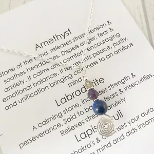Depression Stress Anxiety Necklace Hope Healing Crystal Gift Amethyst Gemstone - Picture 1 of 6