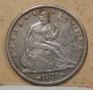 1873 w/ Arrows Seated LIBERTY Half Dollar. (WB-107) From RAY LATHROP Collection - Picture 1 of 14