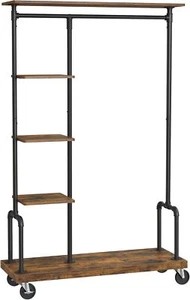 VASAGLE Clothes Rack, 5-Tier, Industrial Pipe Style, Rustic Brown,132.3 Pounds - Picture 1 of 8