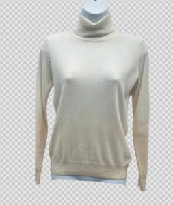 M&S COLLECTION IVORY PURE CASHMERE ROLL NECK JUMPER - Picture 1 of 4