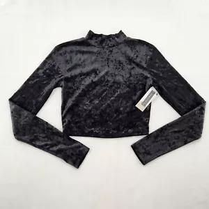 BP Damen Größe XS Cropped Schwarz Crushed Samt Langarm Oberteil - Bild 1 von 6