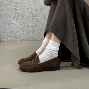 Retro Italian Style Womens Slip on Loafers Casual Round Toe Shoes Low Flats Heel - Picture 1 of 23