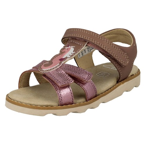 Ragazze Clarks Casual Gancio & Ciclo Sandali Con Seahorse Motivo Corona Brill
