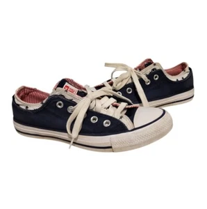 Converse All Star Sneakers Shoes Women 8 Red White Blue Double Tongue Patriotic - Picture 1 of 9