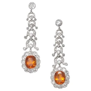Cushion Lab Citrine Dangle Earrings 925 Sterling Silver Party Wear High Jewelry - Picture 1 of 4