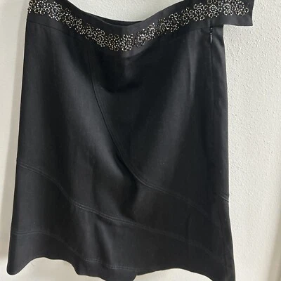 BLACK A-LINE SKIRT BY POLECI WITH BEADING SIZE 0 - Image 1 of 4