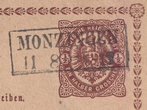 73239) MONZINGEN Rheinland nachverwendeter Preußen-Stempel 1873 auf Postkarte - Picture 1 of 3