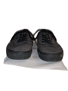Vans Mens Sz 9.5 Classic Fabric Skate Shoe Gray Black Slip On Laced EUC - Picture 1 of 8