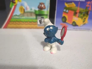 Smurf Figurine Smurfs Mirror Vanity Handsome Cute 1972 Schleigh Peyo Hong Kong - Picture 1 of 5