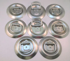 8pc Tie-Down Anchors, Round Bolt-On Cargo Tie Down Flush Mount D-Rings 1,200 MBS - Foto 1 di 4