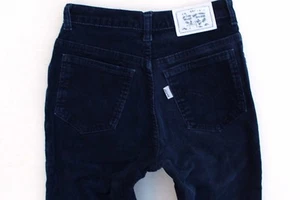 Womens / Girls dark navy blue corduroy jeans W22 L30 - Picture 1 of 7