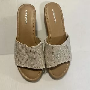Lane Bryant Dream Cloud Silver Rhinestone Slide Wedge Sandal Women’s 11 NWOT - Picture 1 of 6