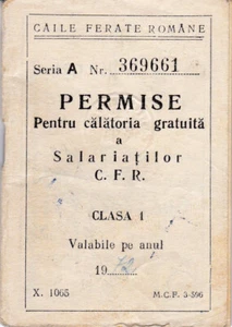 Rumänien, 1972, Rumänische Eisenbahn CFR Personalausweis - Freier Erlaubnis, 1. Klasse - Bild 1 von 12