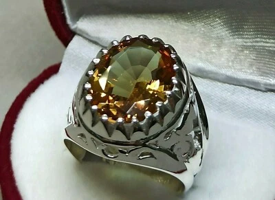 Oval Cut 10 Carat Alexandrite Sterling Silver 925 Handmade Star Shape Mens Ring — 第 1/4 张图片