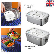 Double layer Container Picnic Lunch Box Case Stainless Steel Bento Food 2 Size
