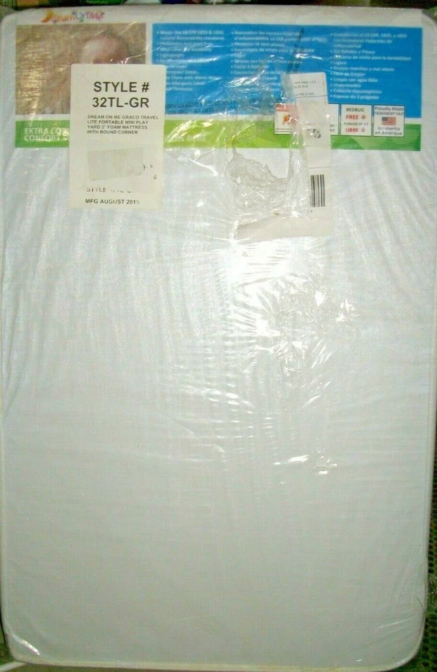 Dream On Me 3" pacote de espuma e colchão Playard branco feito nos EUA - Imagem 1 de 1