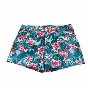 Caribbean Joe Women's Shorts Green Pink Floral Size 14 Summer - Picture 1 of 10