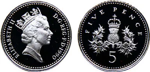 Great Britain 1990 5 Pence Silver 92.5% PF - Picture 1 of 1