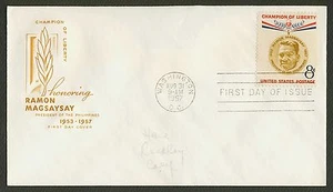 #1096 8c Raymon Magsaysay, HF FDC **ANY 5=FREE SHIPPING** - Picture 1 of 1