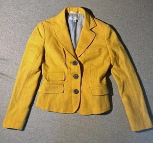 Paul & Joe Target Wool Blazer Jacket Womens Size XS Yellow Gold 3 Button Fitted - Picture 1 of 11