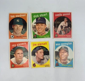 Lote de tarjetas de béisbol 1959 Topps (6) Sievers Sturdivant Stuart Pascual Piersall leer - Imagen 1 de 2