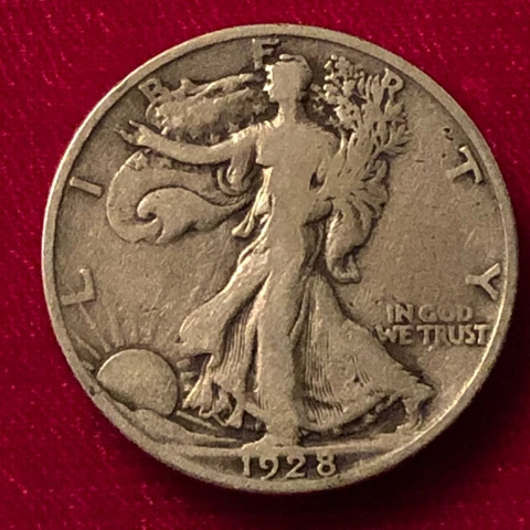 1928-S  Walking Liberty Silver Half Dollar Very  Fine Cover