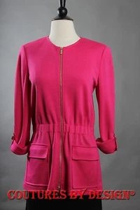 St John Knits Milano Knit Zip Up Jacket Cerise Size Petite NWT - Imagen 1 de 2
