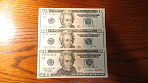 THREE 2004 TWENTY DOLLAR STAR NOTES CONSECUTIVE NUMBERED $20 Bills BUY IT NOW! - Picture 1 of 4