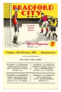 Football Programme Bradford City AFC v Bournemouth 1961 Division 3 vintage #21 - Picture 1 of 3