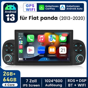 64GB For Fiat Panda 2012-2024 Apple Carplay Android13 Car Stereo GPS SWC SAT NAV DAB+ - Picture 1 of 12
