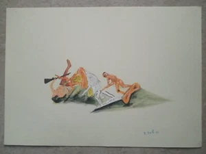 Western and Indian Oil On Paper 300 gr. 35x25 cm Boetti Baj Schifano - Picture 1 of 7
