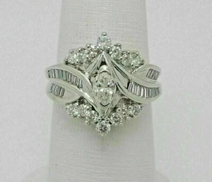 2 Ct Marquise Cut Simulated Diamond Wedding Women's Ring 14K White Gold Plated - Picture 1 of 4