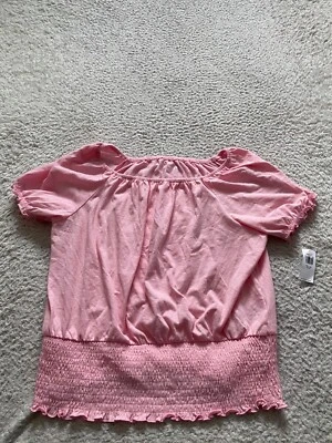 Old Navy Girl Short Sleeve Off the Shoulder Pleated Blouse Pink Size XXL 18 - Image 1 of 4