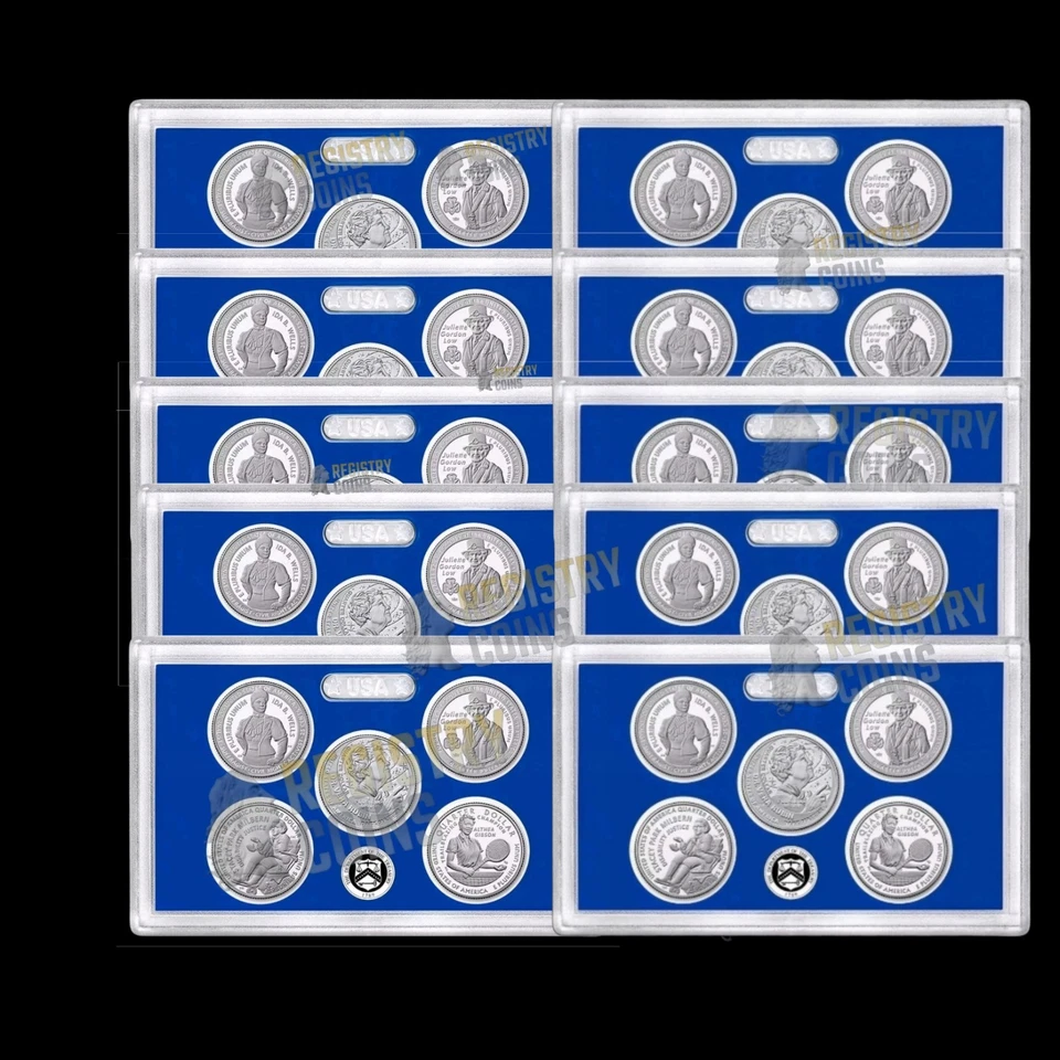 Lot 10x 2025 S Proof Clad American Women Quarters 5 coin Set With Box  and COA % - Image 1 of 4